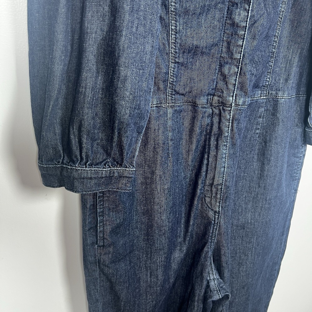 Faherty Charlotte Denim Jumpsuit Dark Wash Size Medium NWOT **Missing Belt** - Picture 6 of 15